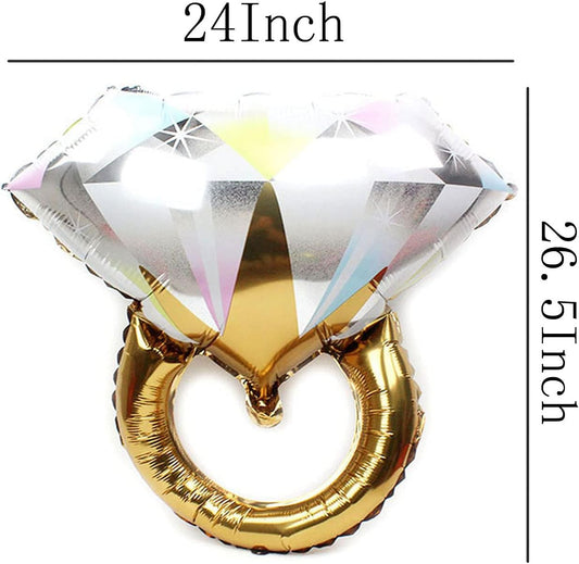 2Pcs Diamond Ring Aluminum Balloon,Wedding Bridal Shower Marriage Enga