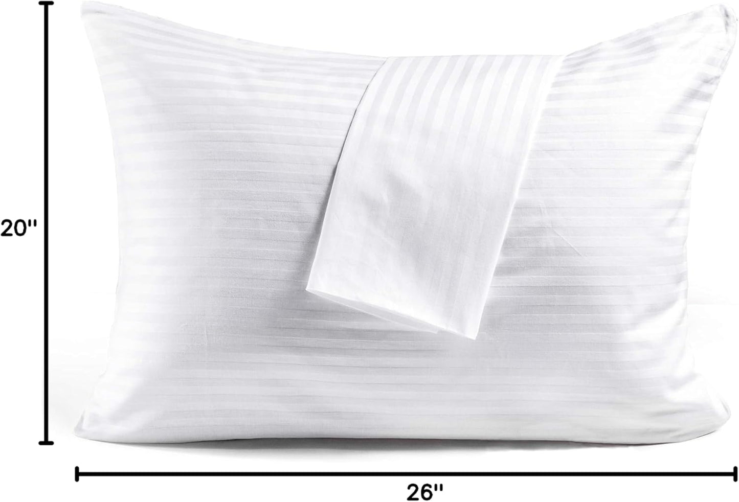 FAUNNA 600TC 100% Cotton Pillow Protectors, Standard Size (20x26), 4 Pack, Oeko-TEX Certified, Hotel Grade Pillow Cover with Silent Zipper, Zip Up Pillow Cases, White
