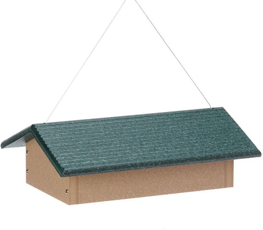 Birds Choice Upside Down Suet Feeder, Holds 4 Suet Cakes | Hanging Suet Bird Feeder with Roof, Woodpeckers, Jays, Nuthatches | Sturdy for Garden & Backyard | Taupe & Green, 11.75"L x 8.75"W x 4"H