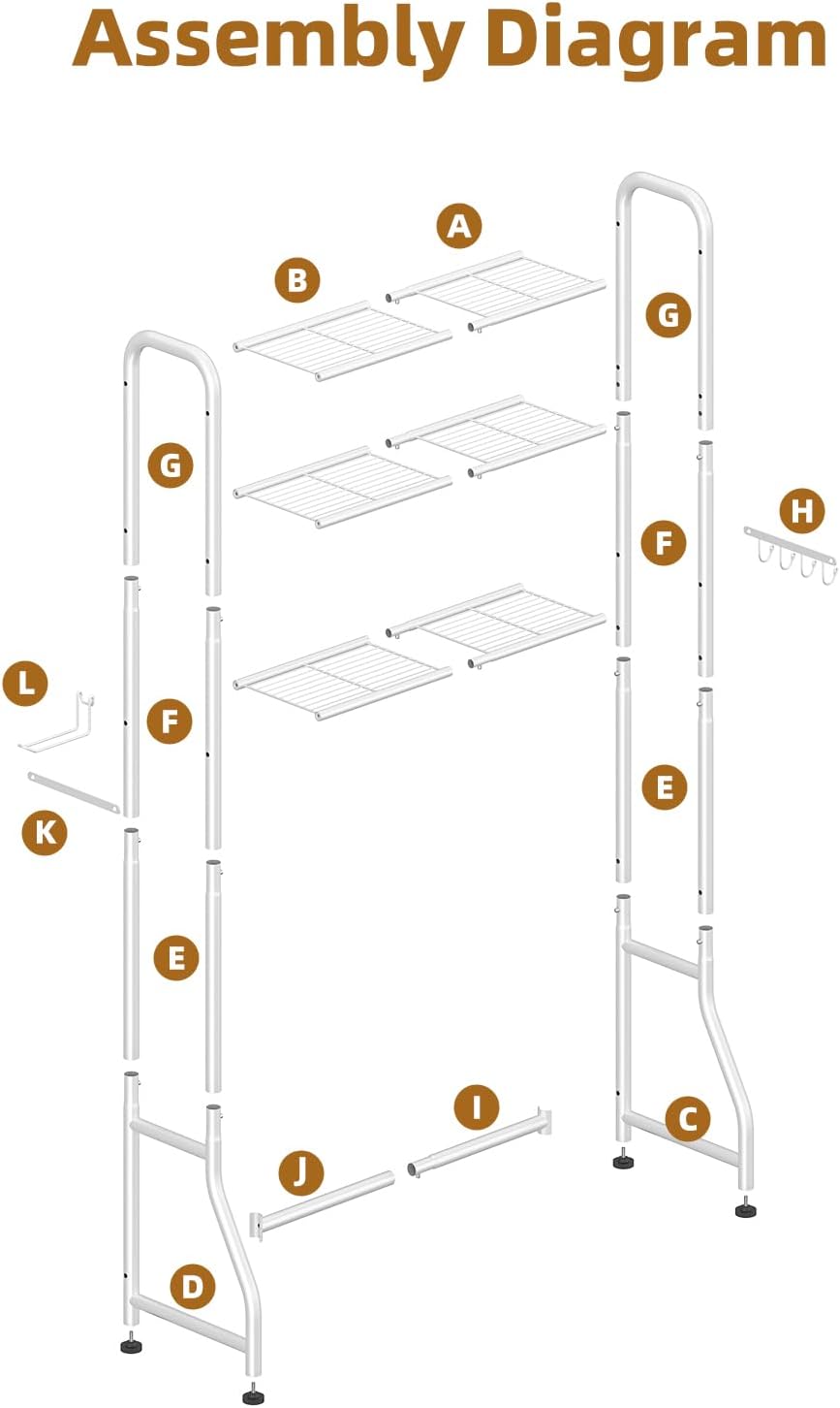 Simple Trending Over The Toilet Storage Rack, Metal 3 Tier Bathroom Or