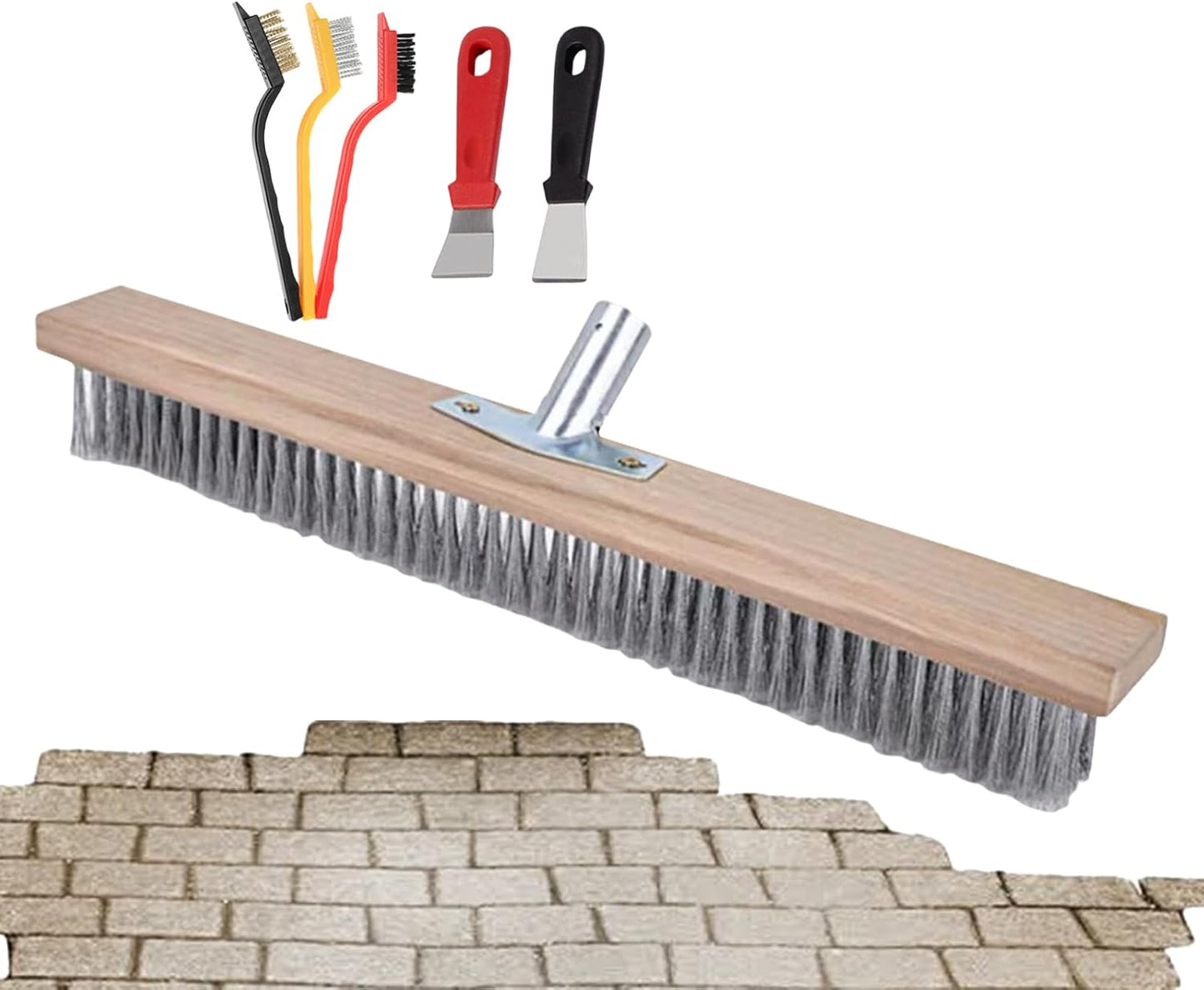 Stiff Wire Broom, Wire Broom Head, 24 Inch Metal Bristles with Socket