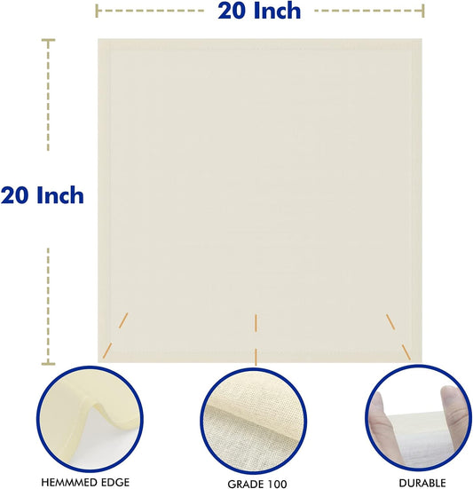 8 PCS Reusable Cheesecloth, Grade 100, 20x20 Inch Hemmed Cheese Cloth