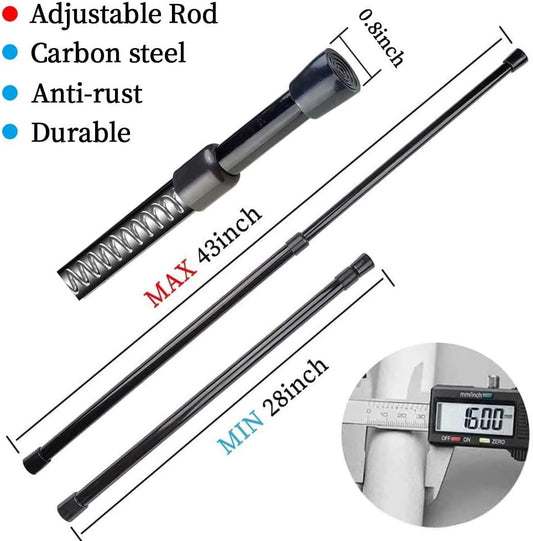 Spring Tension Curtain Rods 28-43 Inch Adjustable Spring Loaded Small Mini Extendable Heavy Duty Black Curtain Tension Rod For Kitchen, Bathroom, Window, Bookshelf,Closet