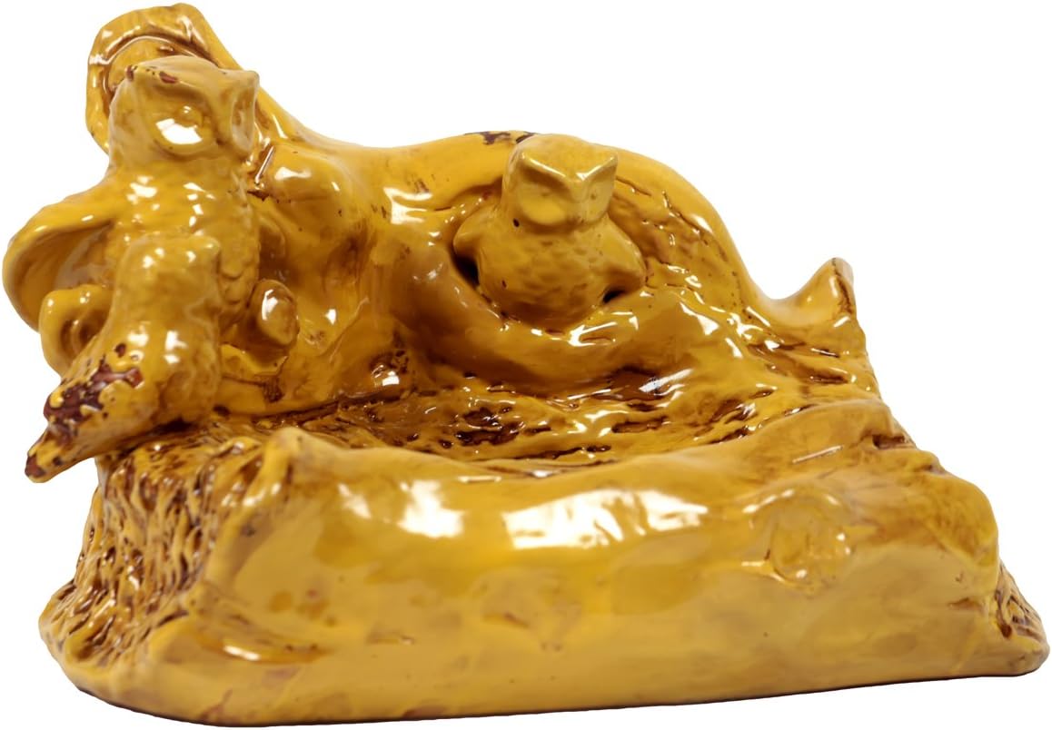 Urban Trends Collection UTC62336 Ceramic Owl Bird Feeder, Yellow