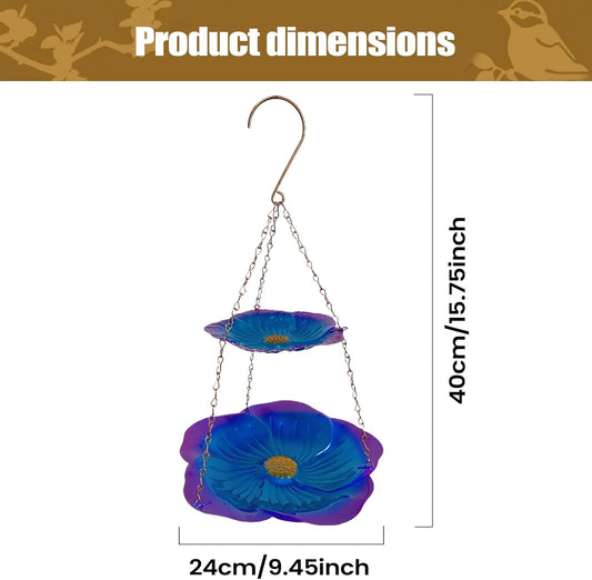 Bird Feeder, Metal Weatherproof Flower-Shaped Double-Layer Tray for Feeding Birds — Balcony, Garden, Aviary, Home, Finch & Parrot Use