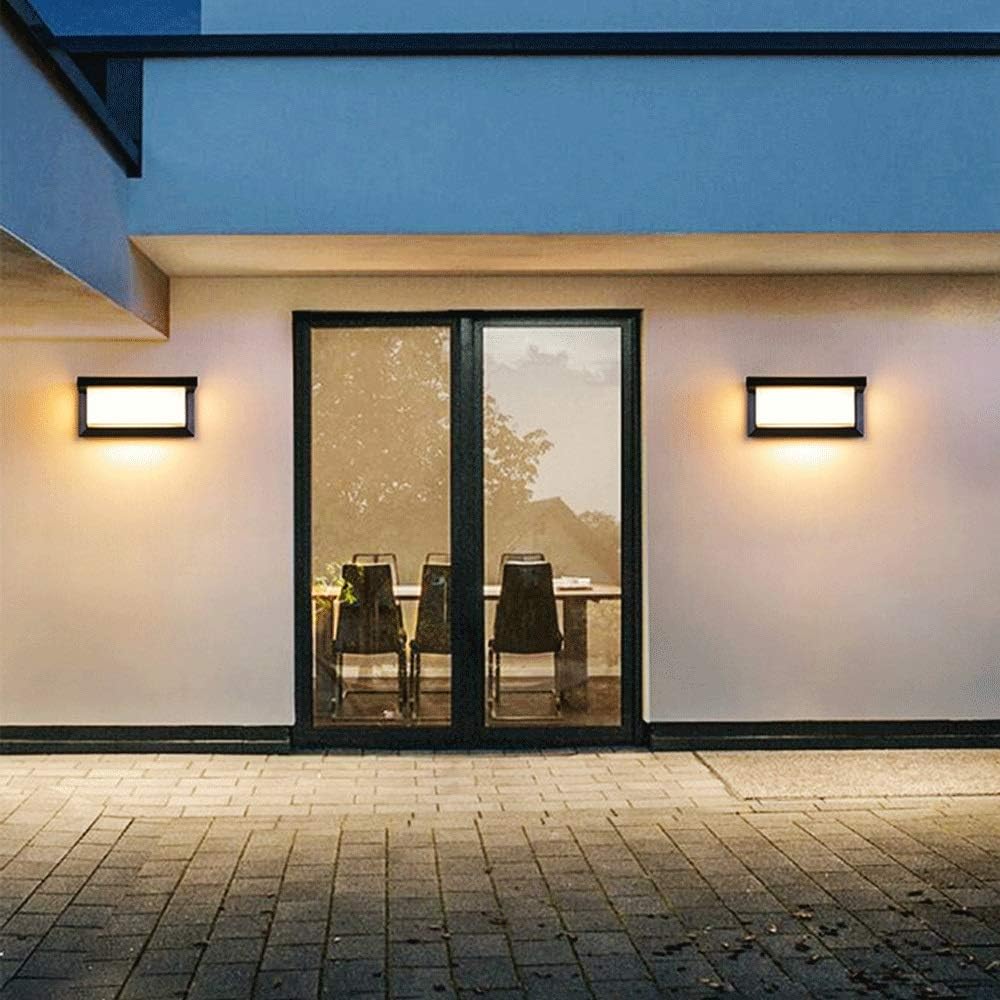 Solar Wall Light Outdoor Sconce Waterproof Lamp Outside Porch Lights LED Exterior Lighting Fixtures for Patio Garden Entryway Courtyard(Black 18w)