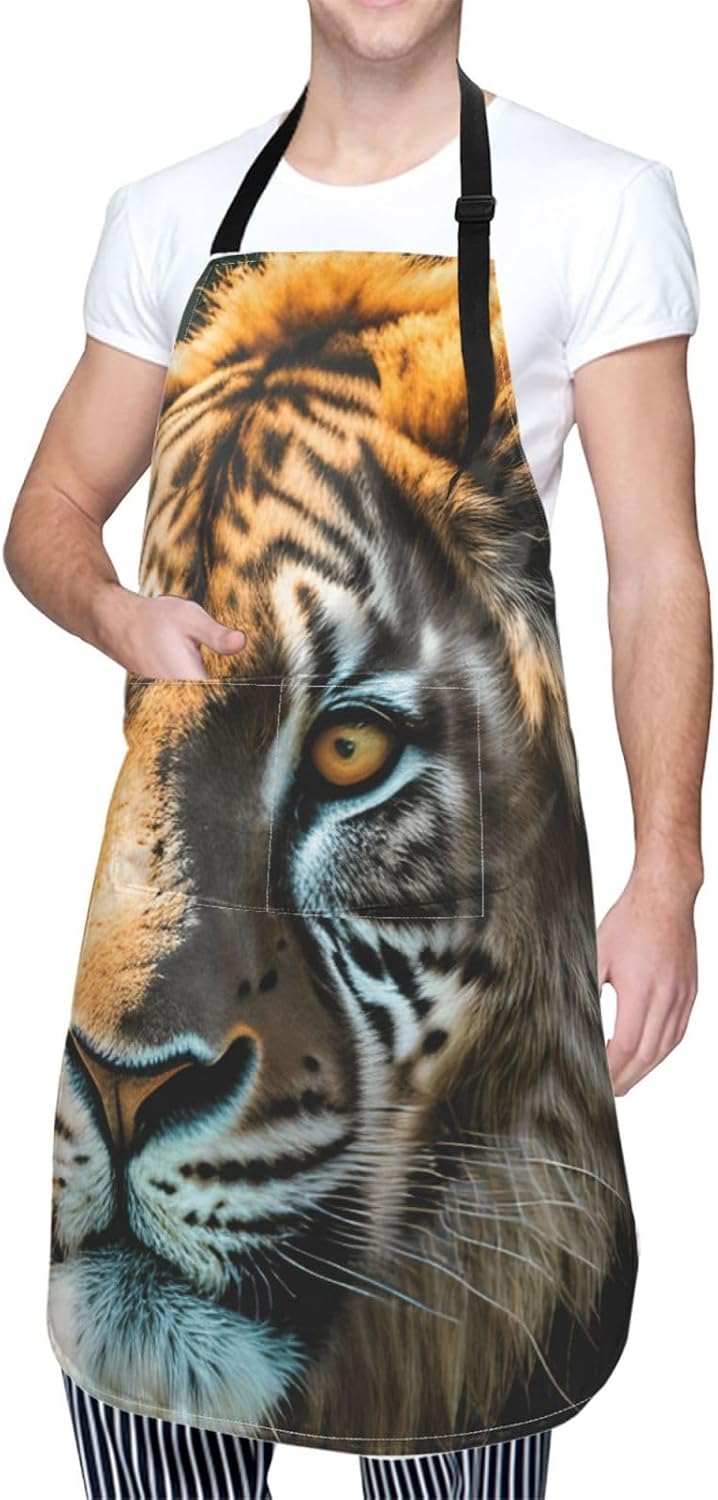 YANYU African animals Print 28x33 In Kitchen Apron Stylish Chef Apron with Pockets for Cooking Baking Painting