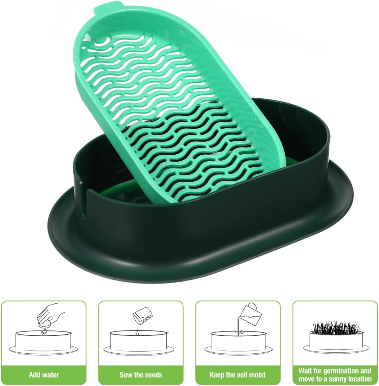 Hydroponic Cat Grass Planter Indoor Soilless Growing Box with Large Water Reservoir Practical Cat Plant Pot for Easy Home Cultivation 7.44X4.84X1.77In