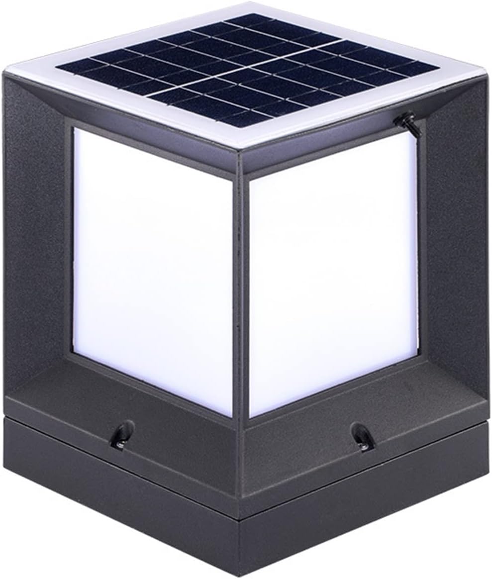 Solar Garden Decoration LED Pillar Lights Lamps Outdoor Solar Panel Wall Sconce Light Control Garden Street Waterproof Lamp(3w Black)