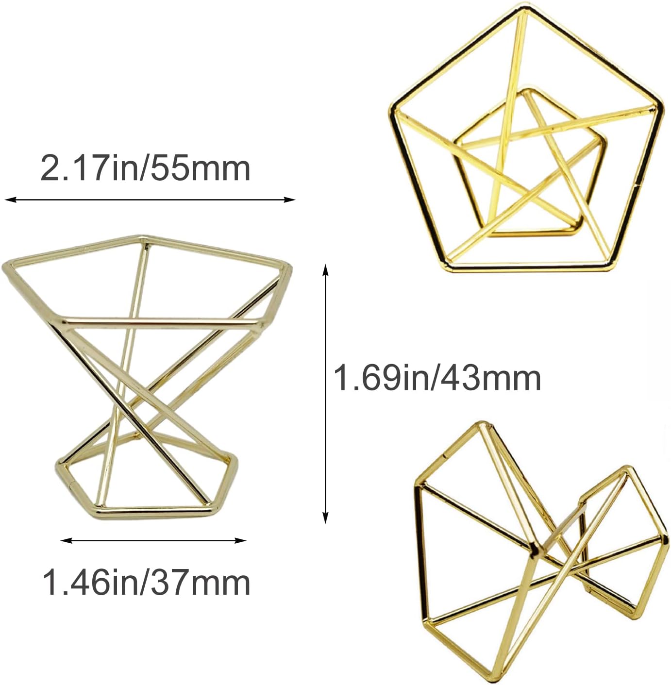 20 PCS Air Plants Holders Unique Geometric Metal Plant Stands Airplants Container Live Air Fern Display Racks Small Decor Items for Shelf (Gold)