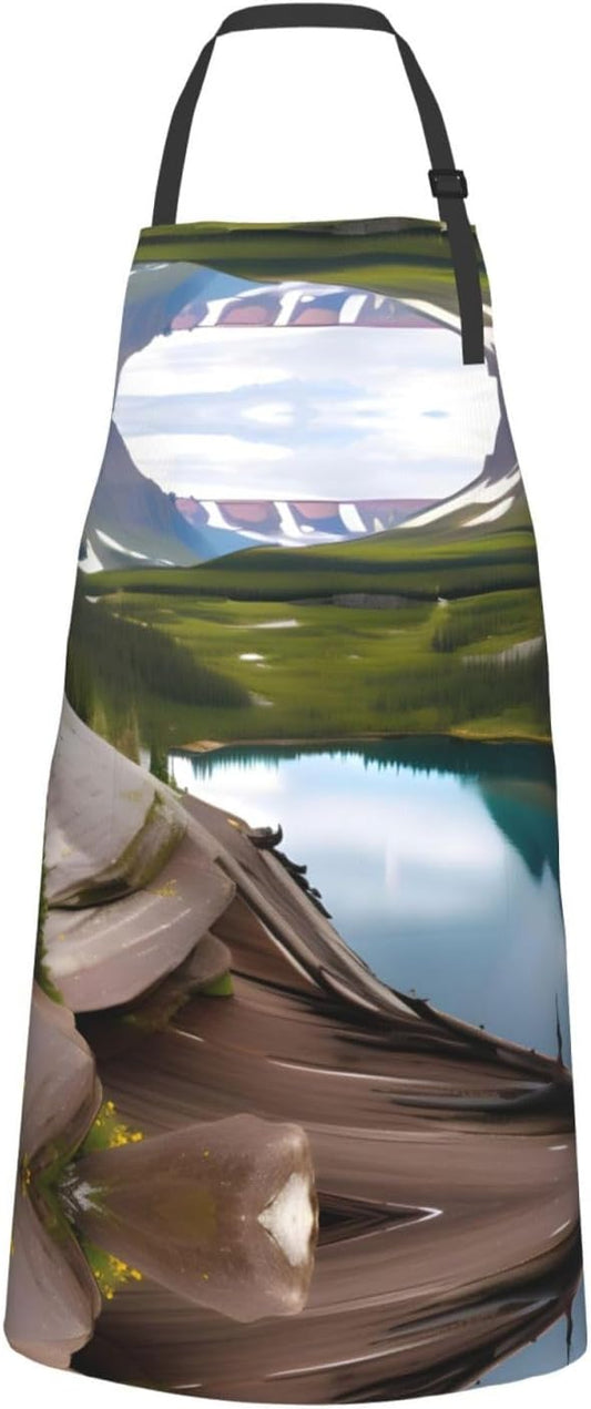 Glacier National Park Print 28x33 In Adult Kitchen Apron with Pockets