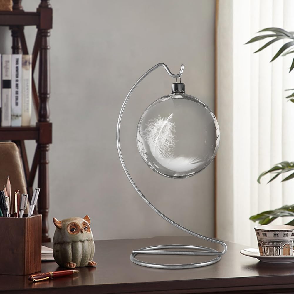 YY YEARCHY Ornament Display Metal Air Plant Flower Pot Holder Iron Pothook Stand for Hanging Glass Terrarium Globe Ball (Silver 5Pcs)