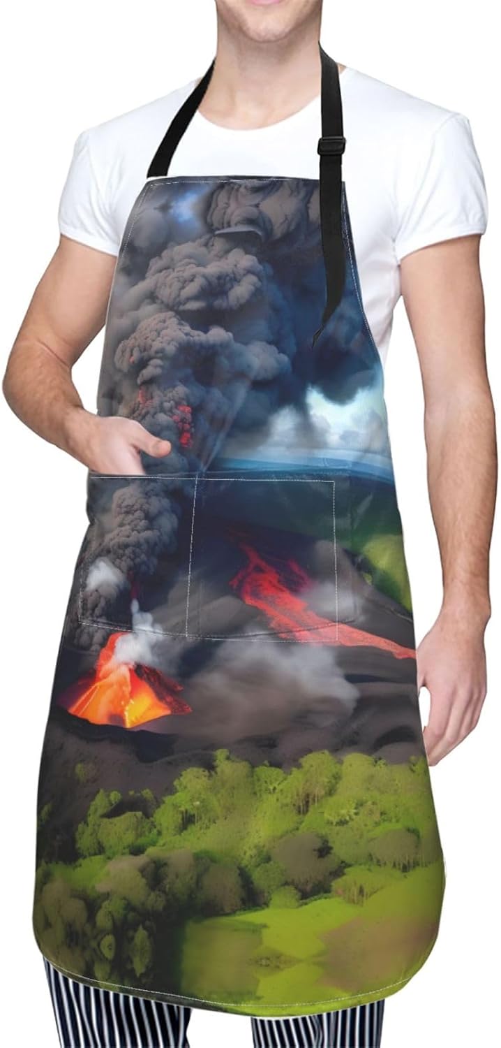 Kilauea Volcano Bloom Print Laundry apron 28x33 In Waterproof Kitchen