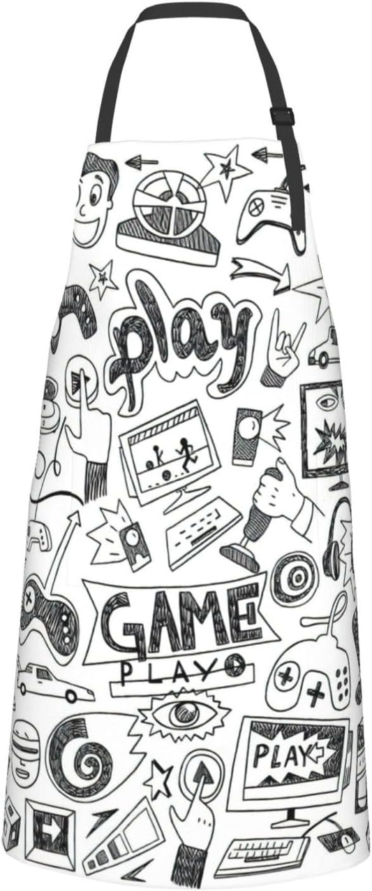 Video Game Boys Print 28x33 In Adult Kitchen Apron with Pockets Versat