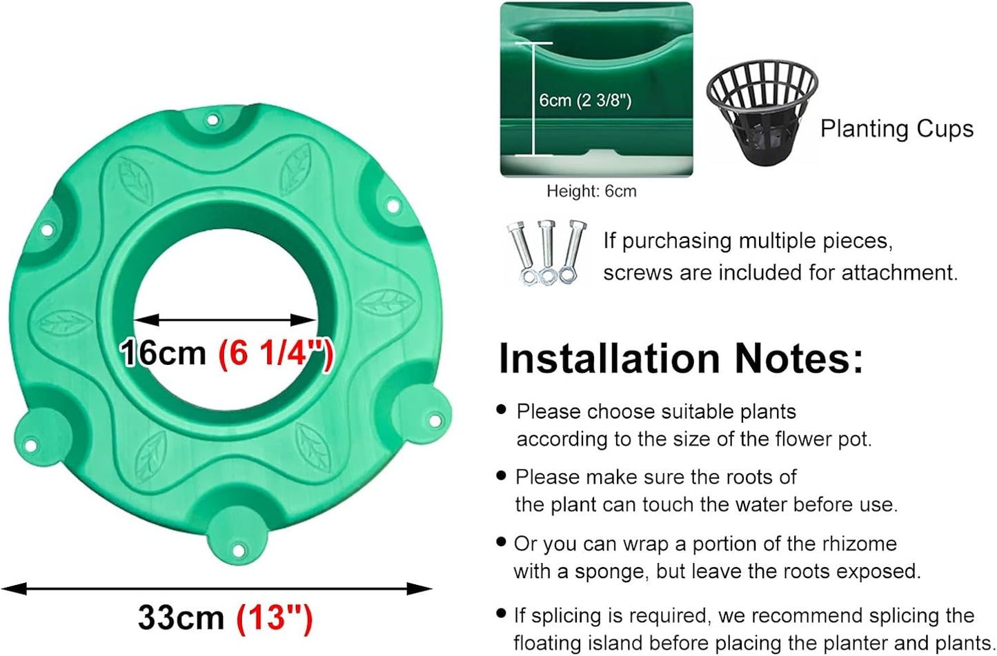 Aquarium Water Plants Floating Planter Basket Outdoor Plant Island for