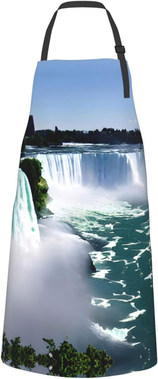 Niagara Fall print Waterproof apron with pocket adjustable cooking apron for adult kitchen bibs to bake