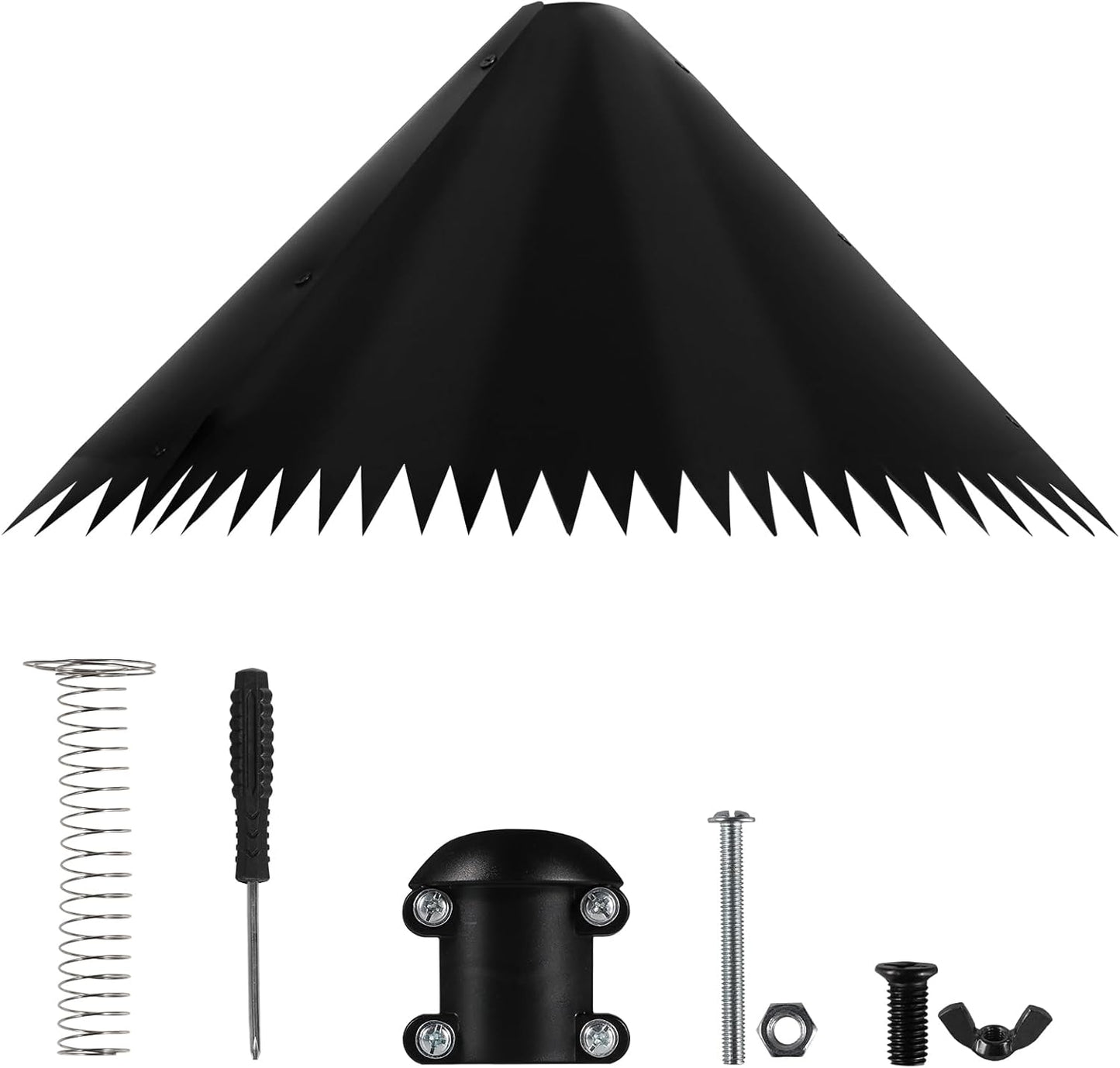 2 Pack Squirrel Baffle for Bird Feeder Pole, 19 inch Squirrel Cone for Bird Feeder Pole, Outdoor Squirrel Guard with Stainless Steel Spring for Shepherd's Hook, Black
