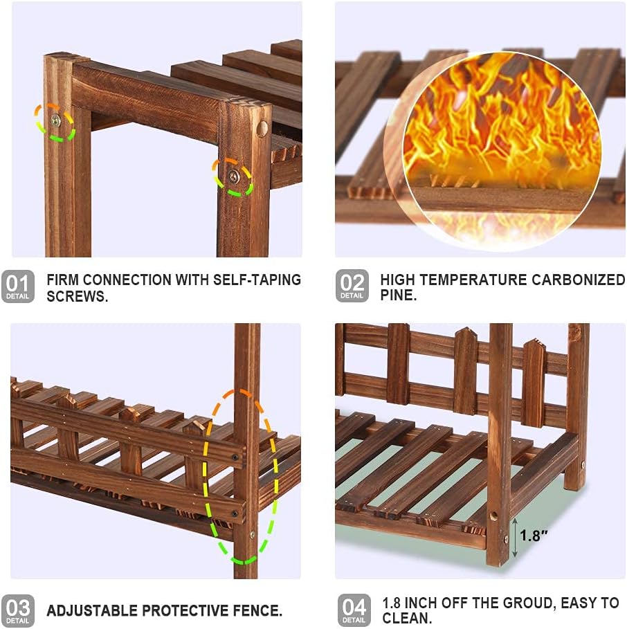 Ufine 3 Tier Wood Plant Stand Vertical Plant Display Shelf Indoor Ourd