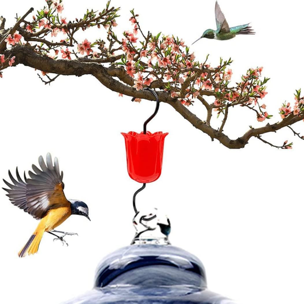 Ant Guard for Hummingbird Feeder Ant Moat Hook with Brush Bird Feeder Accessory for Outdoor Oriole Feeder 3Sets Red Spring Gardening Tool
