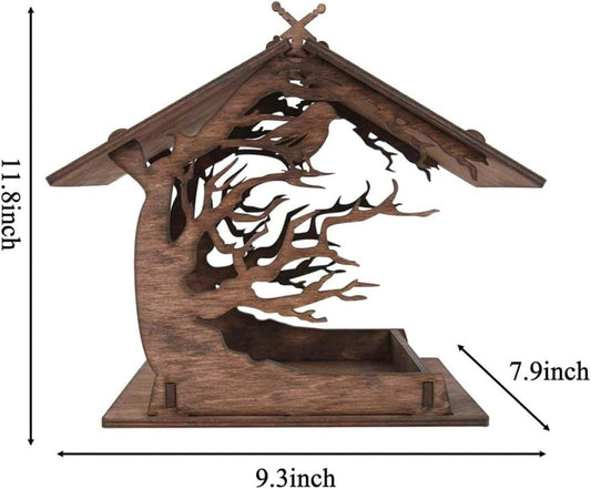 Milisten Wooden Decorative Bird Feeder House with Hanging Bird Food Co