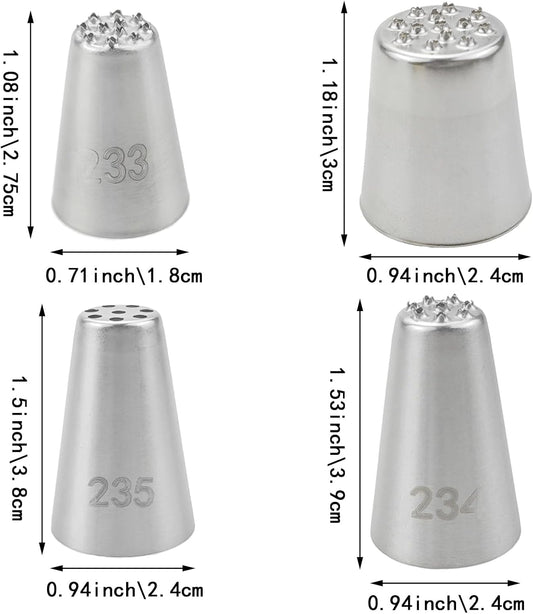 4 PACK Grass Icing Nozzles Set, Grass Cream Icing Piping Nozzles Tips