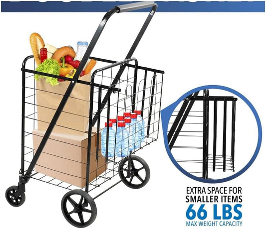 HBJWOV Rolling Utility Shopping Cart for Groceries and Other Supplies