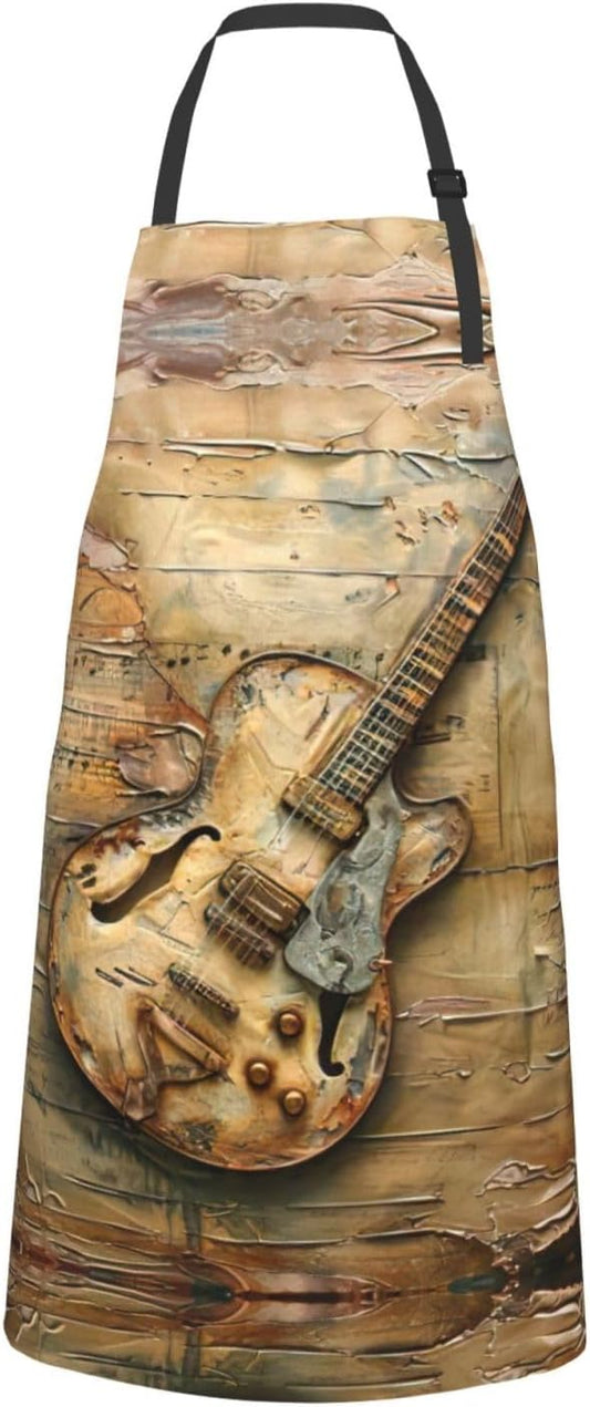 Nice Guitar print Waterproof chef's apron with pocket apron for kitchen cooking baking barbecue and gardening