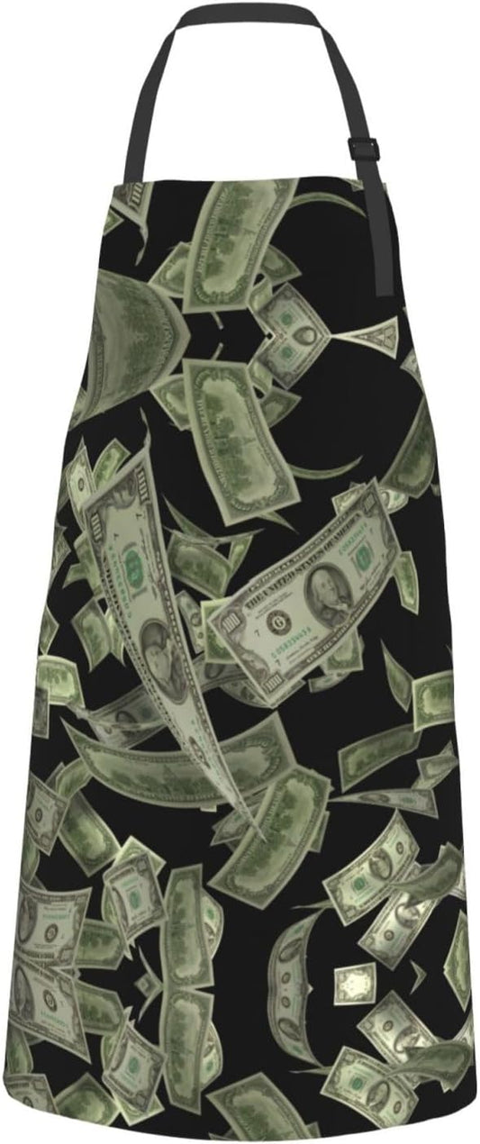 Dollar Sign Money print Waterproof apron with pocket adjustable cooking apron for adult kitchen bibs to bake