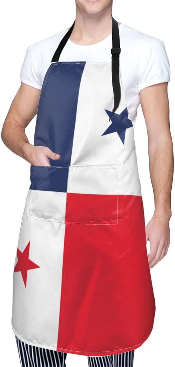 Flag of Panama print Waterproof chef's apron with pocket apron for kitchen cooking baking barbecue and gardening
