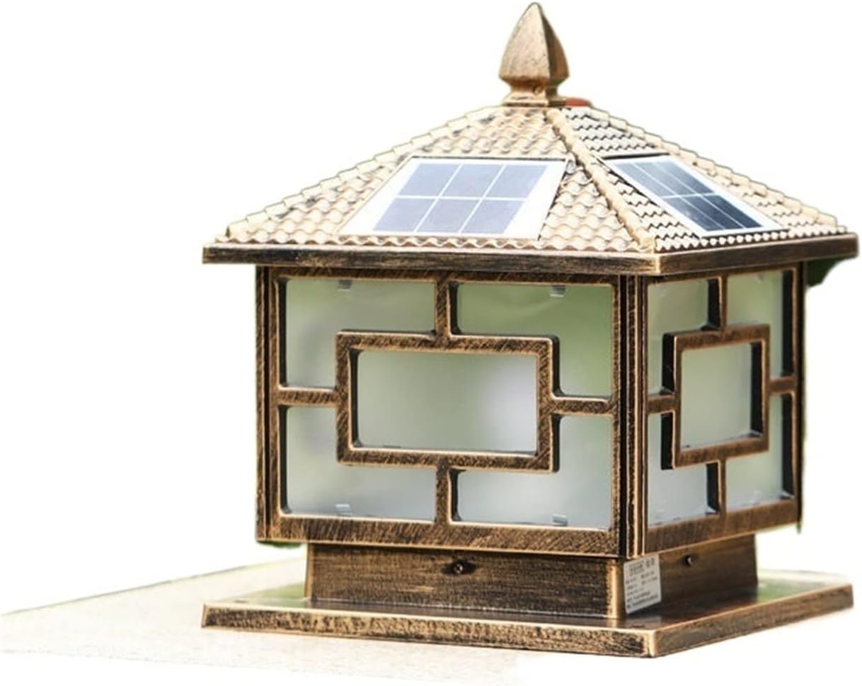 Solar Column Headlight Solar Powered Pillar Solar Lamp Outdoor Waterproof Wall Light for Villa Courtyard Landscape Garden Decor
