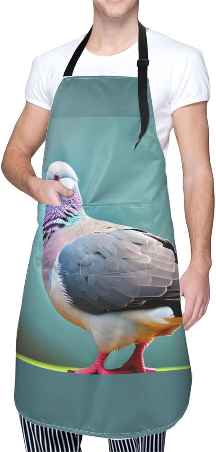 cartoon pigeon 4 print Waterproof chef's apron with pocket apron for kitchen cooking baking barbecue and gardening
