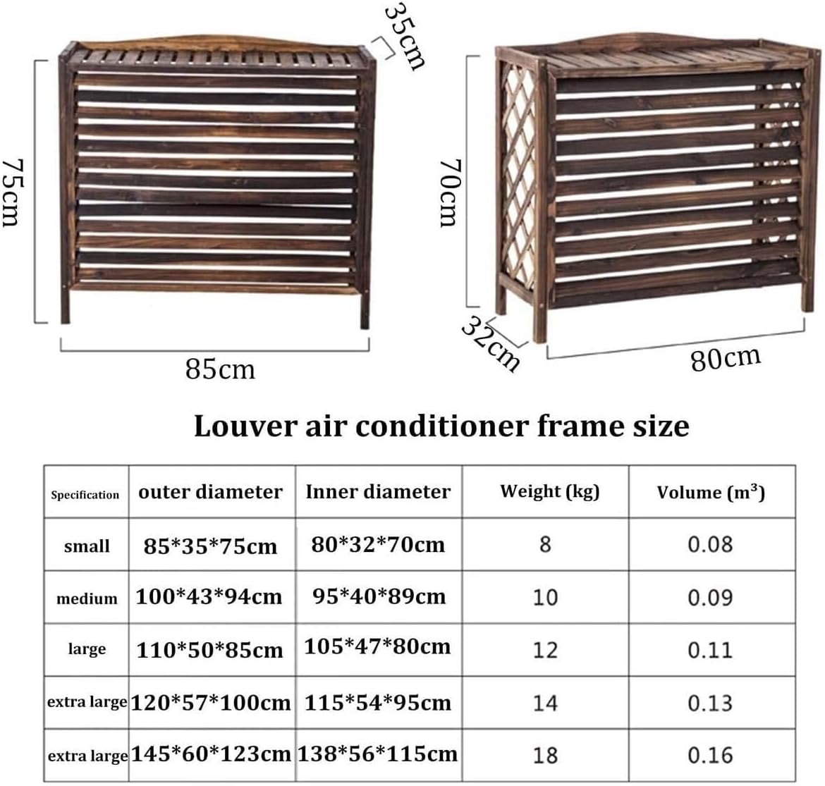 Wooden Air Conditioner Cover & Privacy Screen with Flower Stand, Louvered Frame for Outdoor AC Units, Plant Display Rack, 4 (100x43x94cm/39.3x17x37in) (Brown 85x35x75cm/33.4x13.7x29.5in)