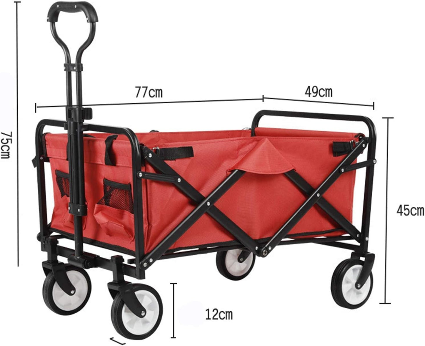 Garden Carts Outdoor Utility Wagon Garden Trolley Carts Folding Garden Beach Shopping Camping Cart Outdoor Trolley (Color : Black, Size : One Szie) (Black One szie)