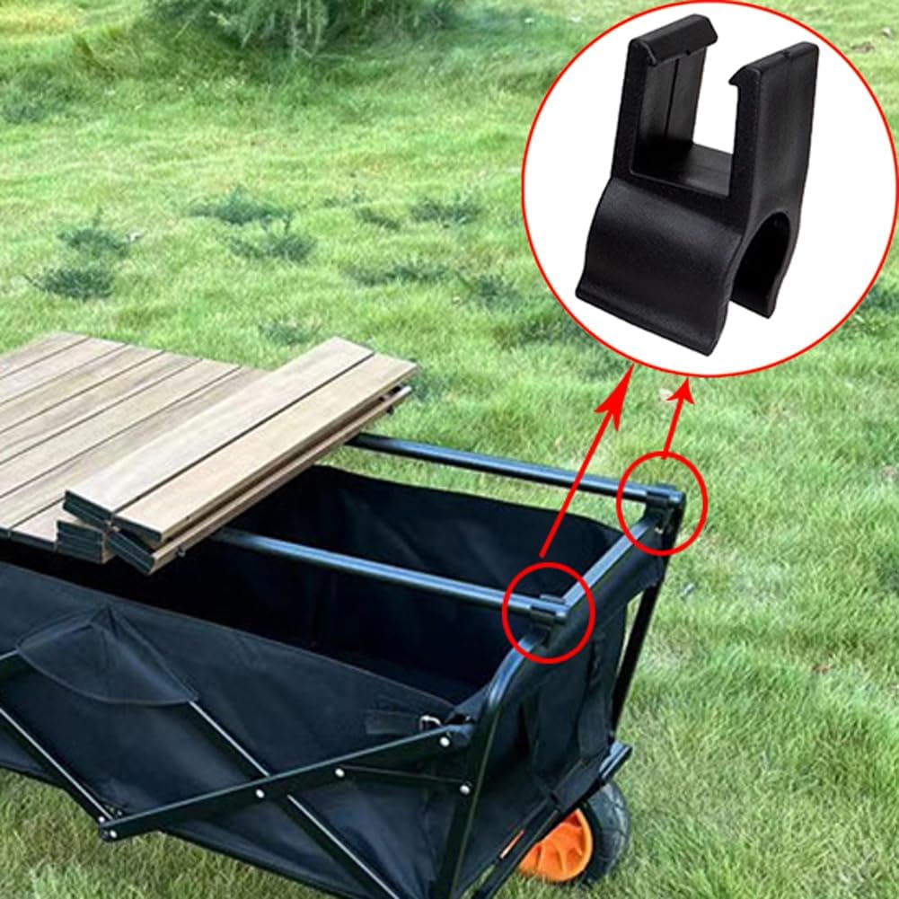 4 Pieces Camping Wagon Card Buckle Camping Wagon Table Buckle Camping Folding Wagon Table Buckle Garden Trolley Cart Buckle Grocery Wagon Card Buckle(Black, 2cm)