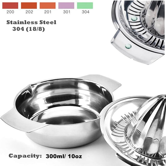 Citrus Lemon Orange Grapefruit Juicer Manual Squeezer 304 Stainless Steel Robust Hand Juicer Reamer Rotation Press with Strainer&10oz Bowl, 2 Pour Spouts, Dishwasher Safe, Easy to Clean, Heavy Duty