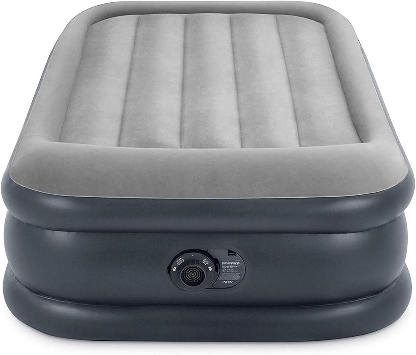 Intex 64131ED Dura-Beam Plus Deluxe Pillow: Fiber-Tech – Twin Size – Built-in Electric Pump – 16.5in Bed Height – 300lb Weight Capacity