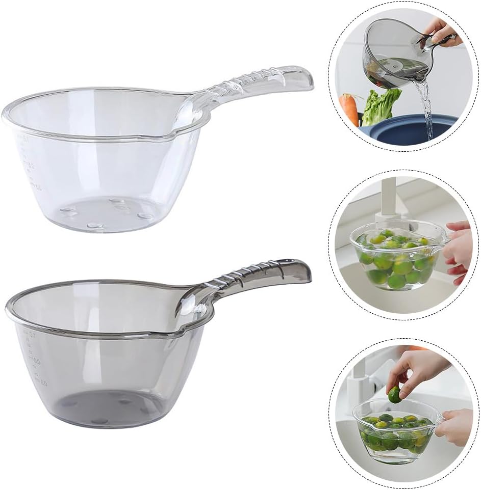 DOITOOL Multipurpose Plastic Water Scoop with Large Deep Bowl and Long Handle 11.81In Kitchen Ladle for Cooking and Garden Watering Easy to Clean 2 Pack