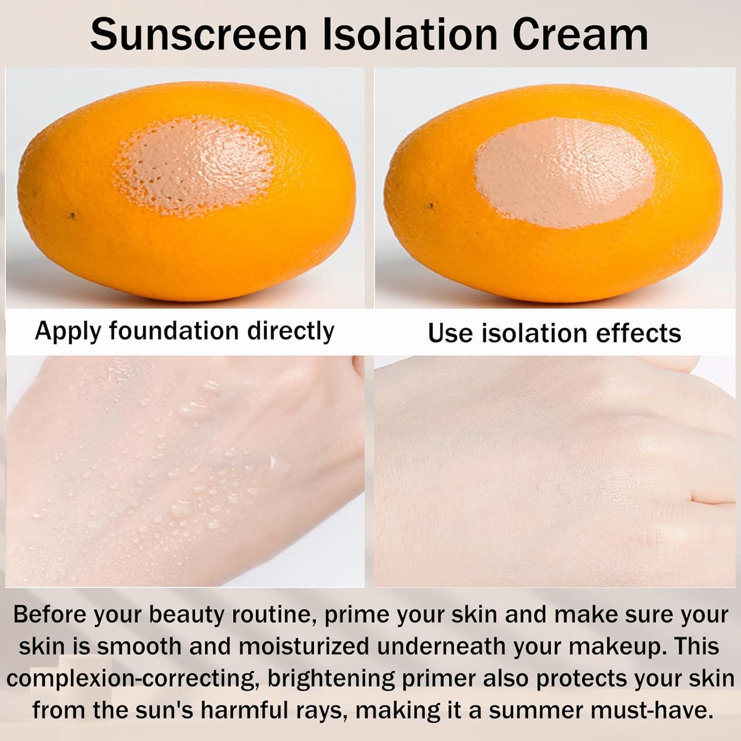 3 In 1Primer for Face Before Makeup,Sunscreen Isolation Cream, SPF 50,