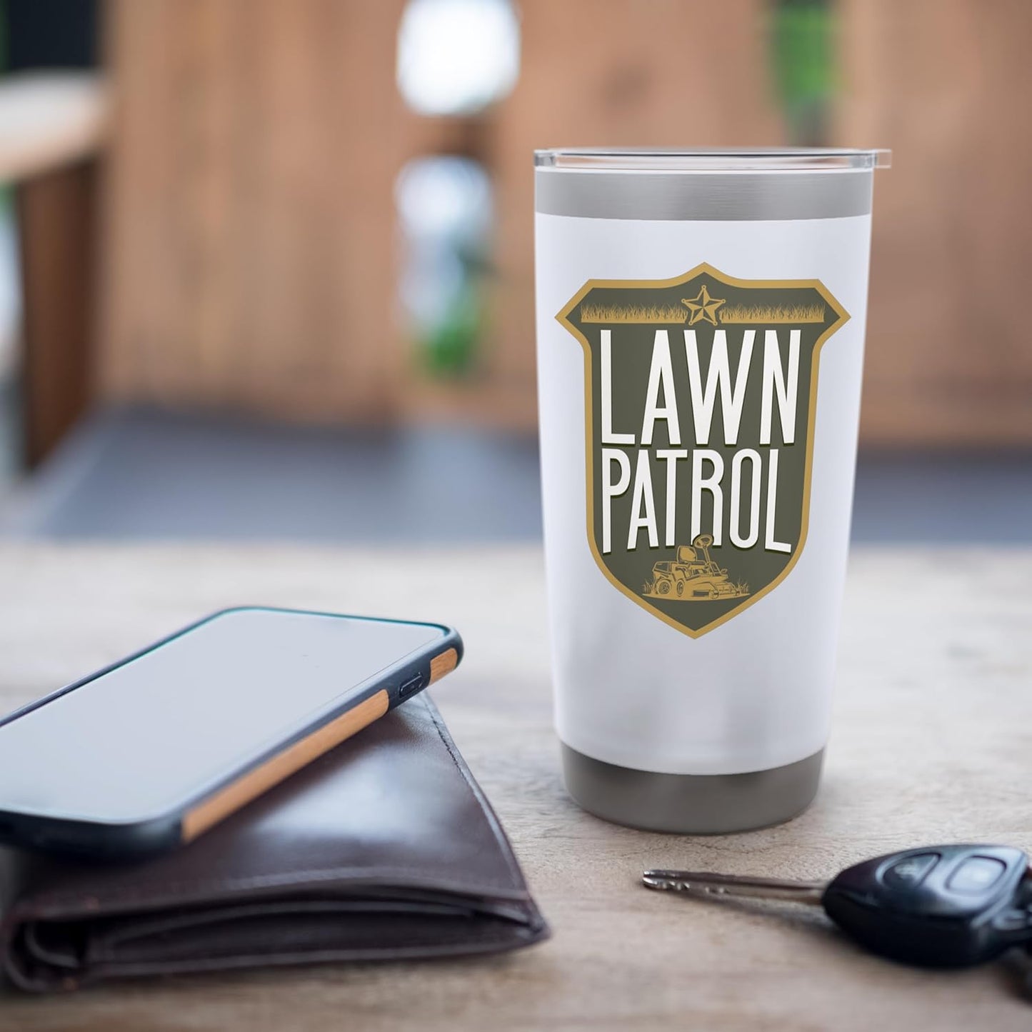 Lawn Mower Mowing Dad Father Landscaper Lawn Patrol Stainless Steel Insulated Tumbler