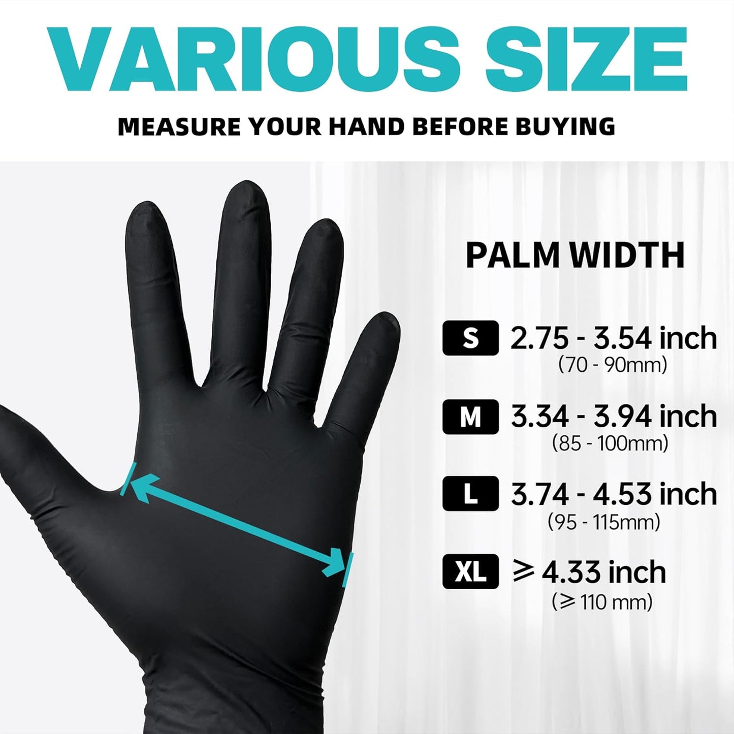 Beastek Black Disposable Nitrile Exam Gloves 100 Pcs 4Mil Chemical Res