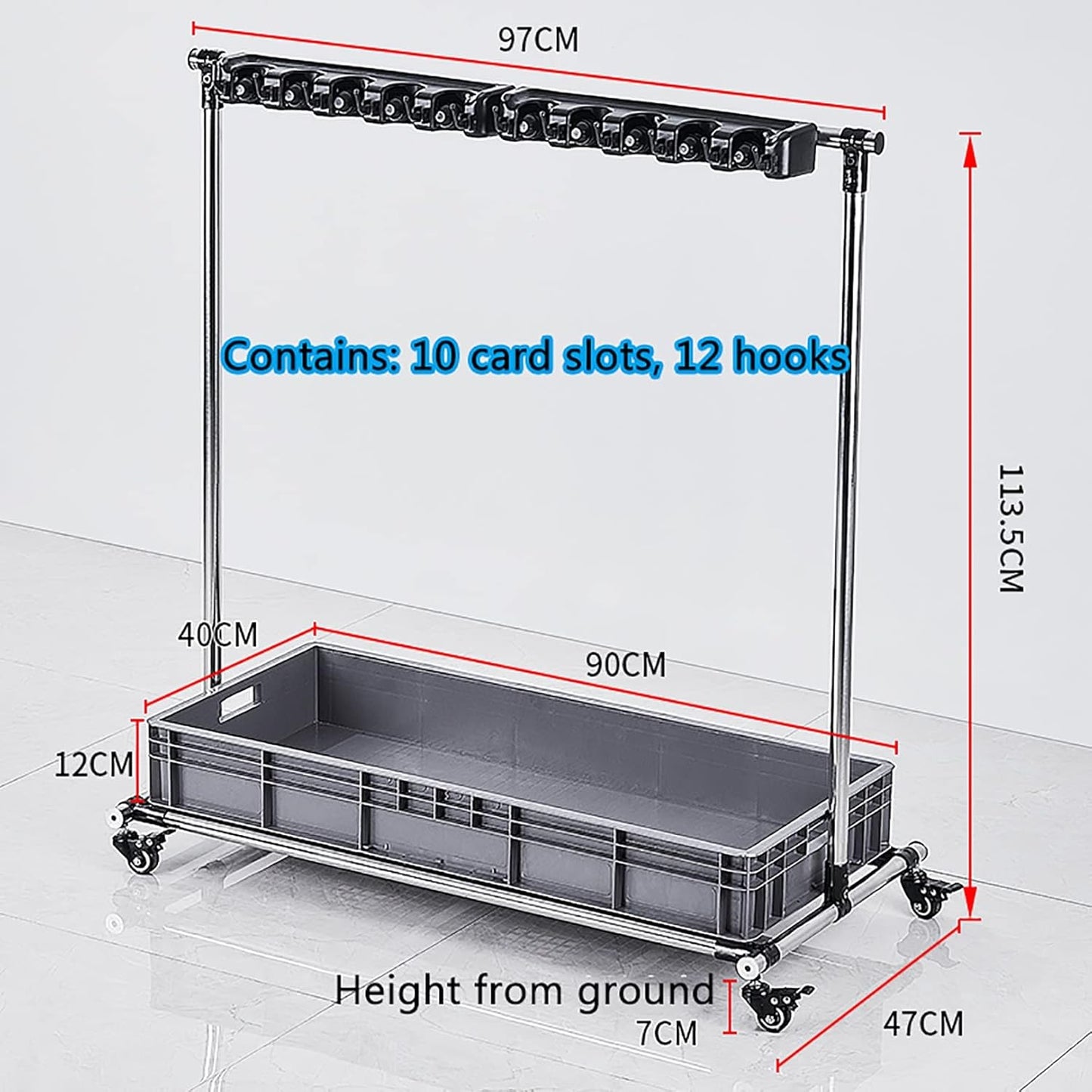 Floor Standing Cleaning Tool Cart,Movable Floor Standing Mop Broom Hol