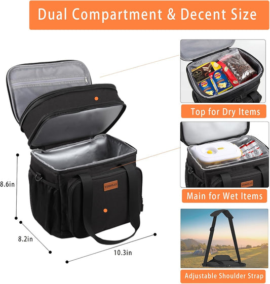 Expandable Insulated Large Lunch Box, Double Deck Heavy Duty Durable L
