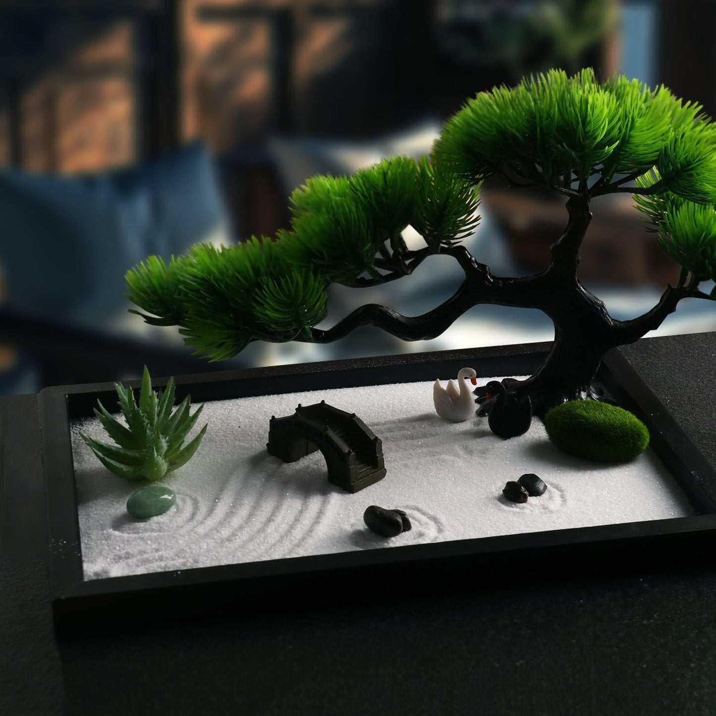 Mini Zen Garden Kit, Zen Garden for Desk - Tranquil Zen Sand Garden for Office Decor with Assorted Meditation Accessories for Home, Office, Restaurant Decor