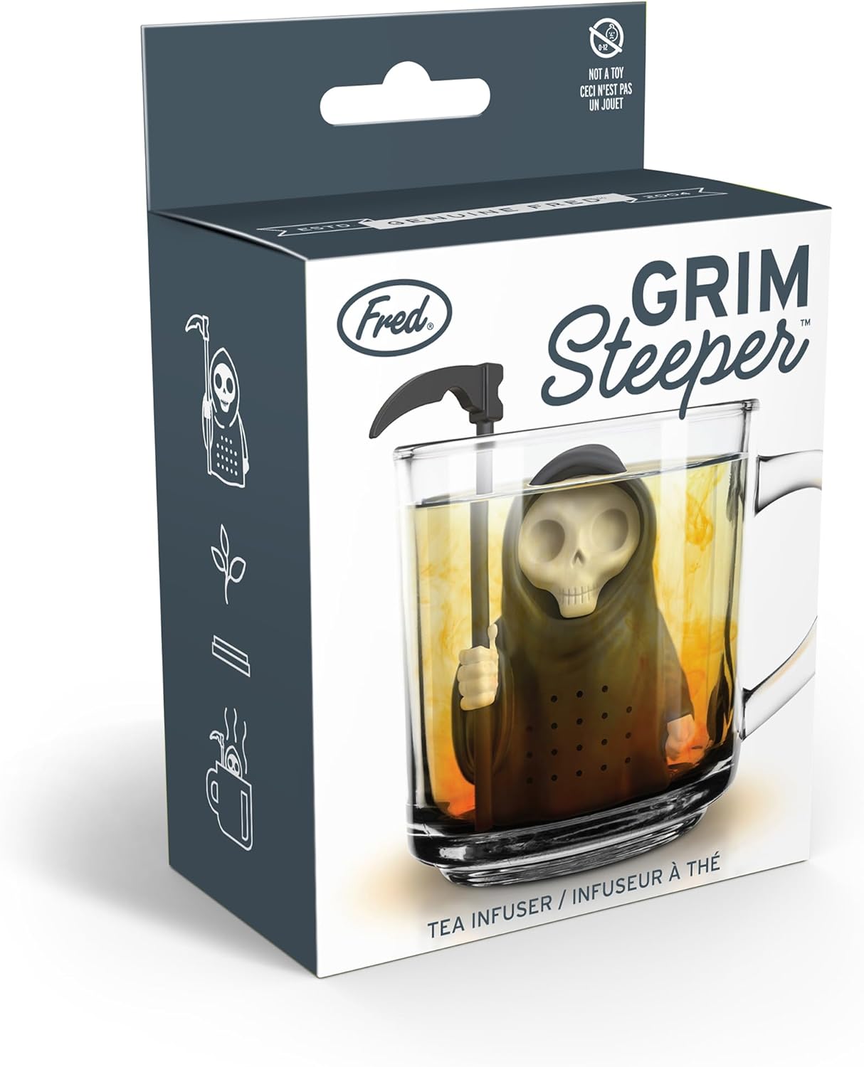 Genuine Fred Grim Steeper Reusable Silicone Tea Infuser, Black Grim Re