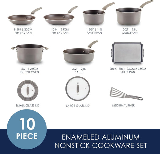 Rachael Ray Cook + Create Nonstick Cookware/Pots and Pan Set, 10 Piece