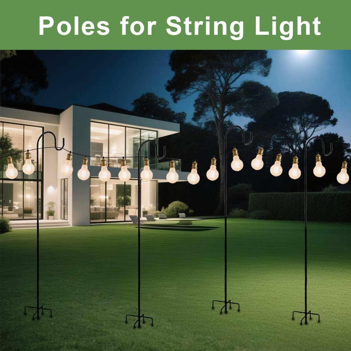Bird Feeder Pole, 80" Tall Heave Duty Pole with Shepherd Hook 5 Prongs Base for Outdoor Hummingbird Feeders (No Bird Feeder or Baffle)