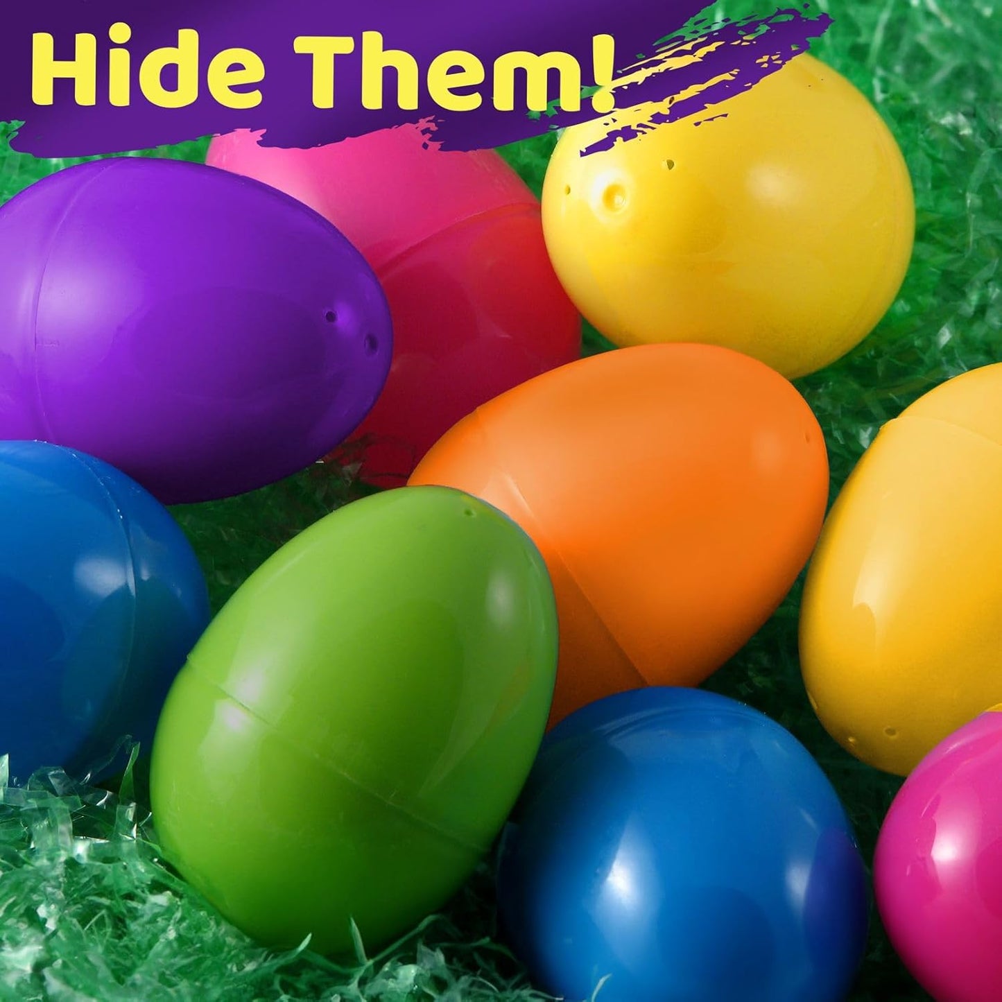 stargo 50 Pack - Plastic Easter Eggs Empty 3.2” Large Plastic Eggs Fillable for Easter Egg Hunt, Easter Egg Basket, Party Favor, Surprise Egg. Set of Bright Multicolored Eggs