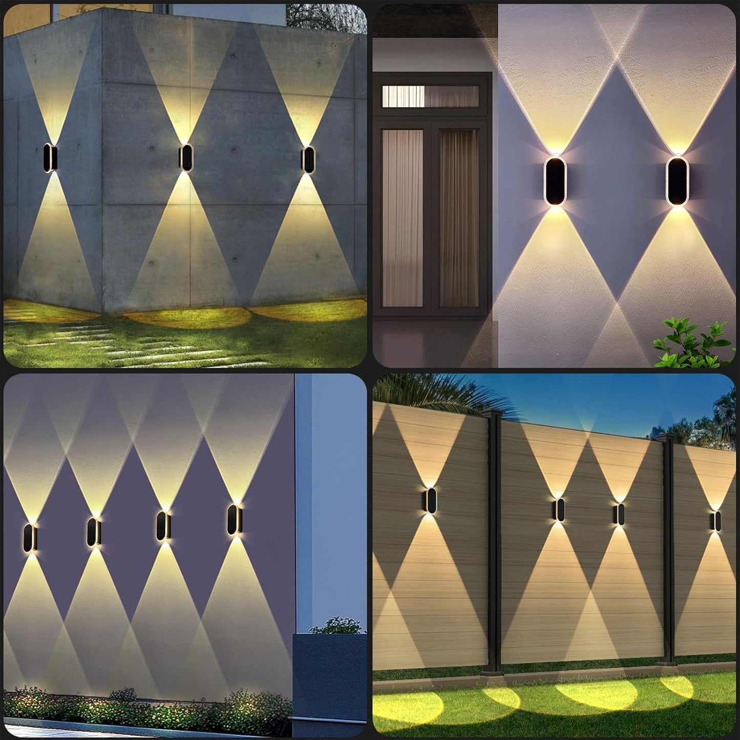 Solar Fence Lights Outdoor - 3000/4000/6000K 3 Modes, IP65 Waterproof