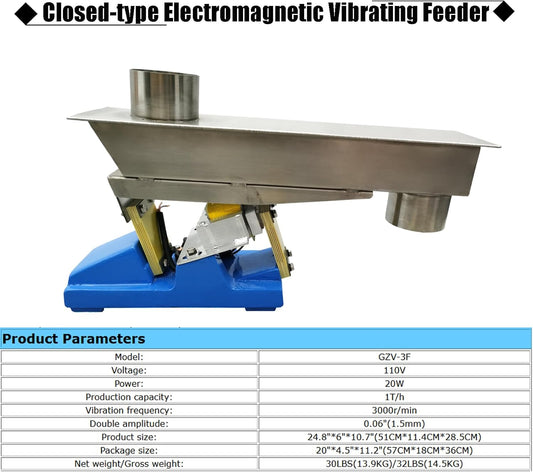 INTBUYING GZV-3F Electromagnetic Vibrating Feeder Closed-Type Shaking