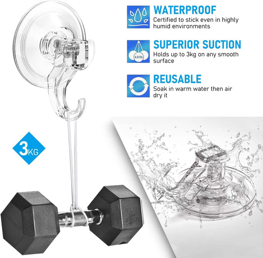 Quntis Suction Cup Hooks 4 Pack, Multi-Purpose Clear Shower Suction Hooks Waterproof Heavy Duty Wreath Hanger for Bathroom, Window, Towel, Shower Wall, Tile, Glass Door, Camper